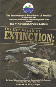 On the Brink of Extinction: Saving's Jamaica's Vanishing Species. Public Lecture by Byron Wilson